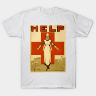 Vintage WWI Era Australian Red Cross Nurse Poster: HELP T-Shirt